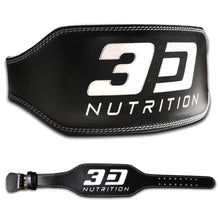Load image into Gallery viewer, Belt 3D Nutrition Weight Lifting Leather Belt [Black] - Chrome Supplements and Accessories
