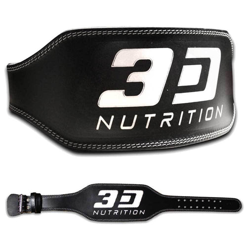 Belt 3D Nutrition Weight Lifting Leather Belt [Black] - Chrome Supplements and Accessories