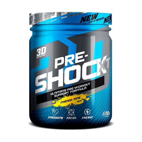 Stimulant Based Pre-Workout 3D Nutrition Pre Shock XT [600g] - NEW - Chrome Supplements and Accessories
