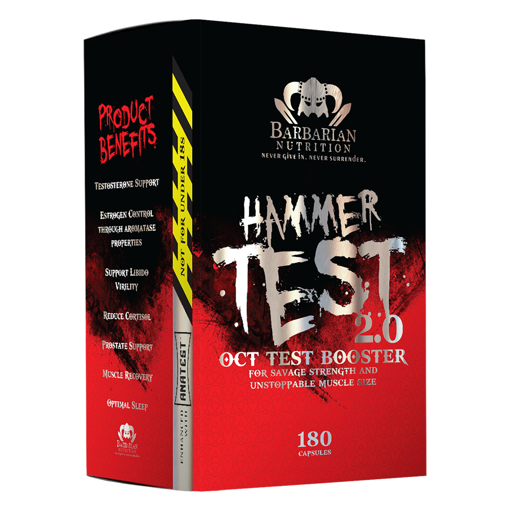 Testosterone Booster Barbarian Nutrition Hammer Test 2.0 [180 Caps] - Chrome Supplements and Accessories