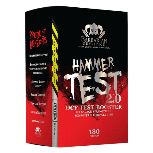 Testosterone Booster Barbarian Nutrition Hammer Test 2.0 [180 Caps] - Chrome Supplements and Accessories